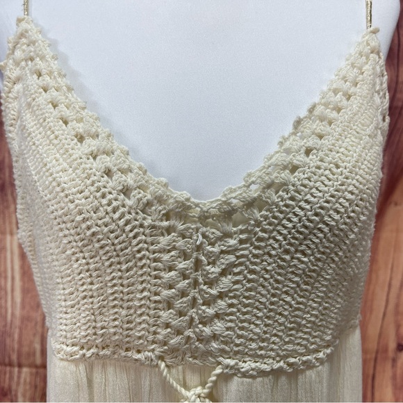 American Eagle Outfitters boho crochet tassels maxi dress women’s size L - Picture 7 of 17